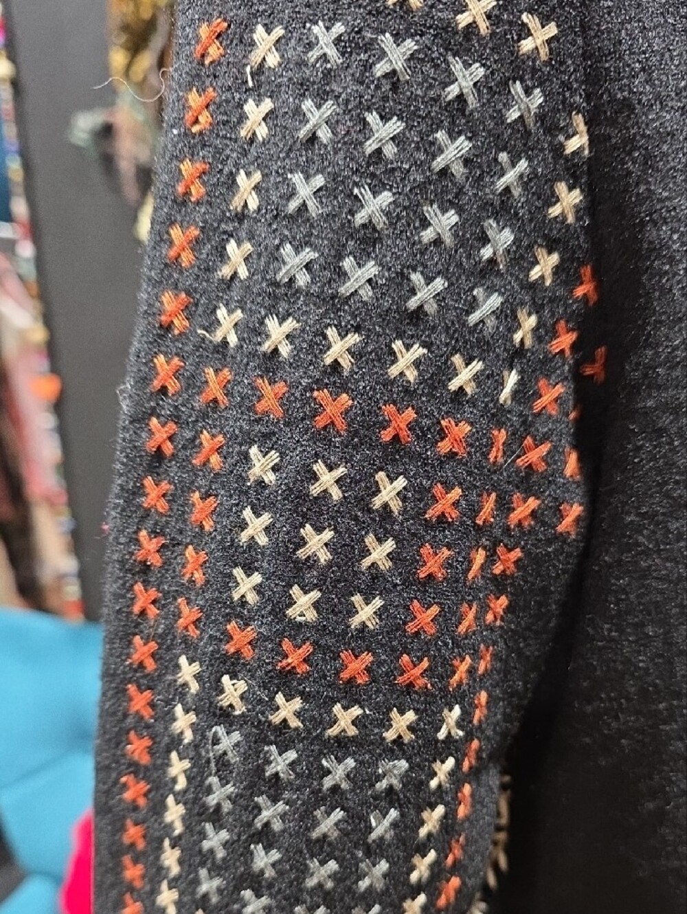 RARE! Hazel Black Embroidered Shawl Collar Blazer with Multicolor Accents - Picture 12 of 15